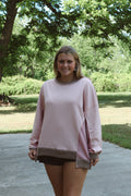 PINK & BROWN PATCHWORK TOP