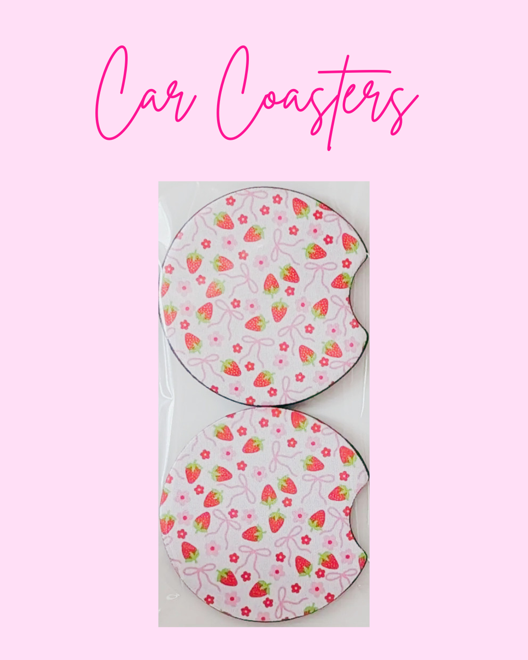 Strawberry bow coasters - preorder